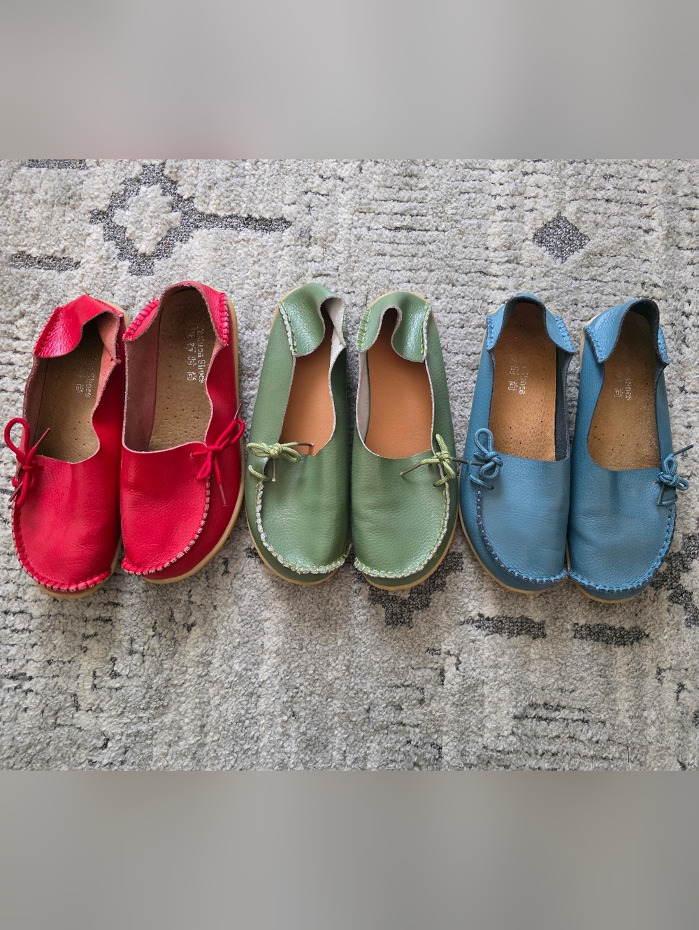 Genuine Leather Loafers - Set Of 3 (Red, Green, Blue) For The Price Of 1!